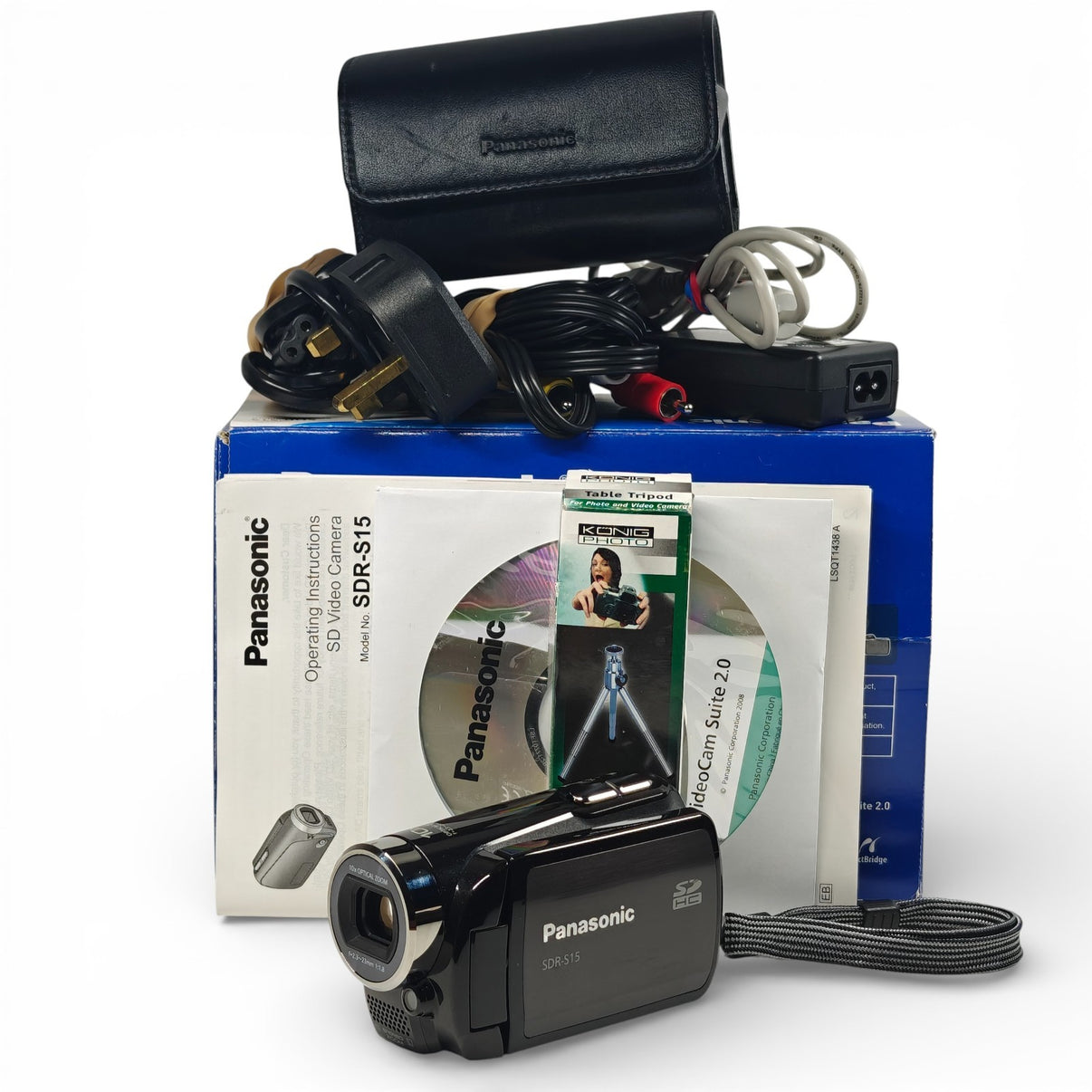Panasonic SDR-S15 Camcorder Black 10x Zoom Compact SD Digital Video Camera Boxed - Native Sole Cameras