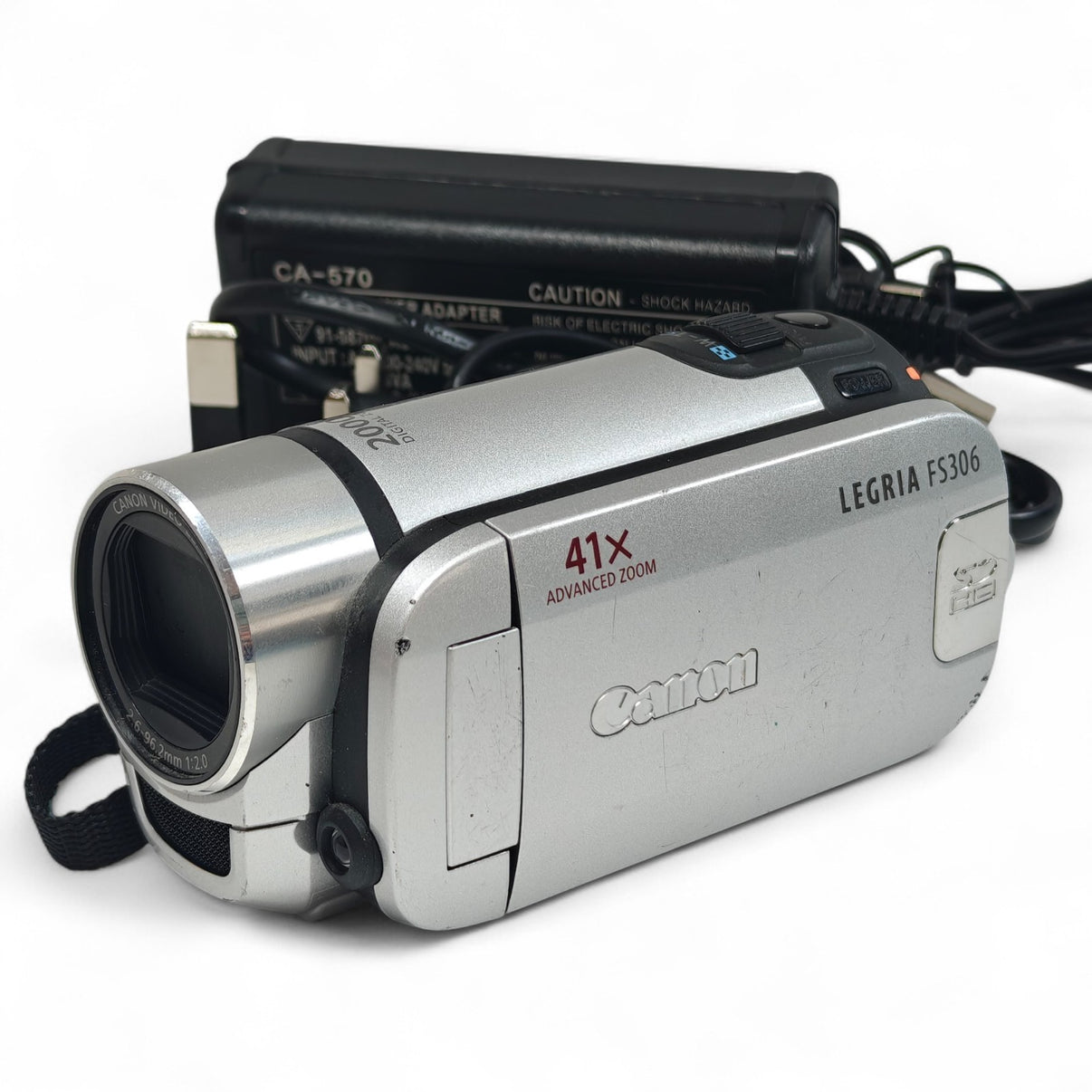 Canon Legria FS306 Camcorder Silver 41x Zoom Digital SD Video Camera + Charger.