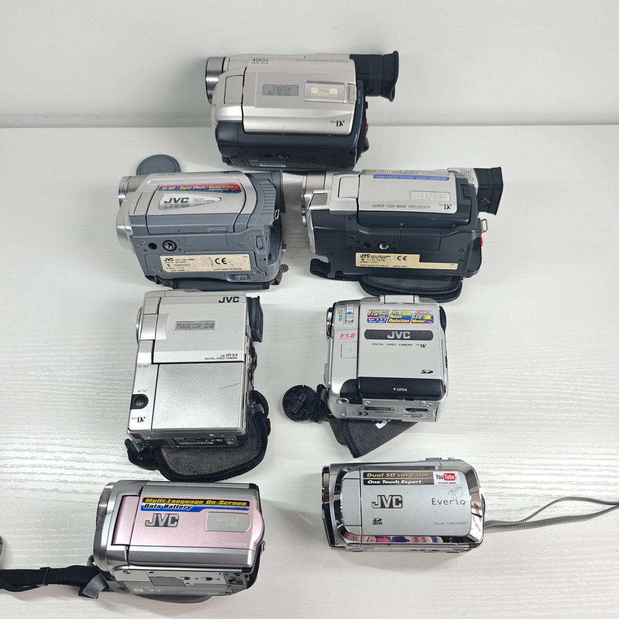 7x JVC MiniDV / HDD Camcorders Job Lot - D826 MS120 DX97 DVX8 DVL800 DVL160 D20 - Native Sole Cameras