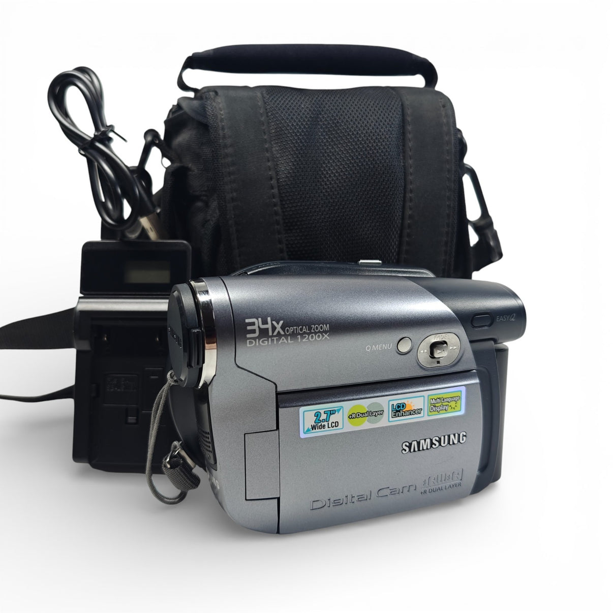Samsung VP-DC171W Camcorder 34x Zoom Mini 8cm DVD Video Camera, Charger, Bag - Native Sole Cameras