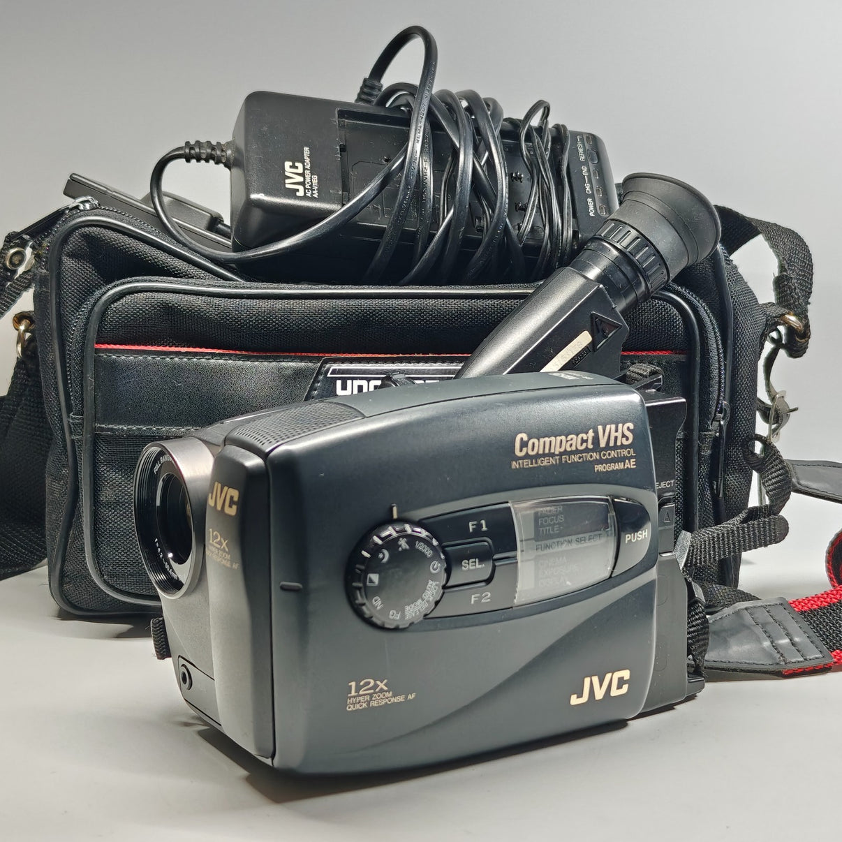 JVC GR-AX227E Retro Camcorder VHSC Tape Analogue 12x Hyper Zoom, Bag, Charger - Native Sole Cameras