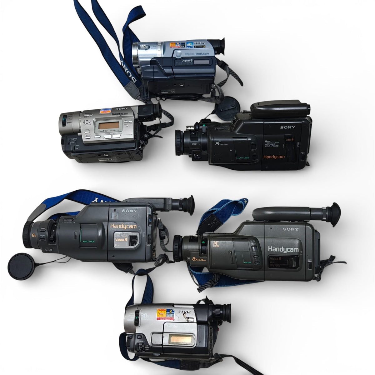 6x Sony Handycam Camcorders Video8 Job Lot - TR417 TRV64 TRV140 F370 F355 F385 - Native Sole Cameras