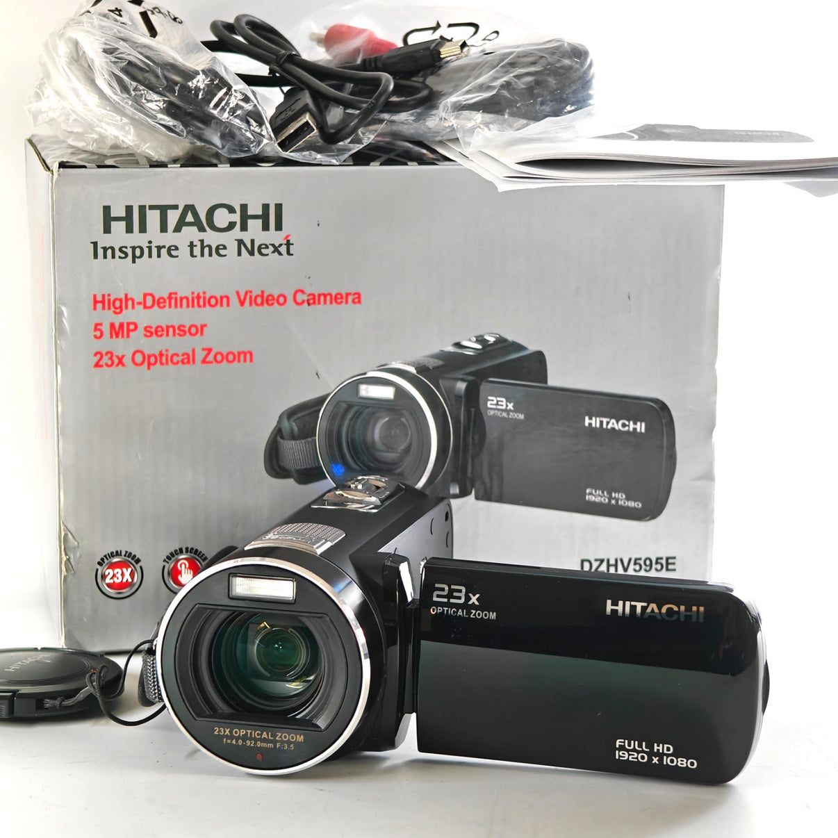 Hitachi DZHV595E Camcorder Black 5MP HD Video Camera 23x Optical Zoom - Boxed - Native Sole Cameras
