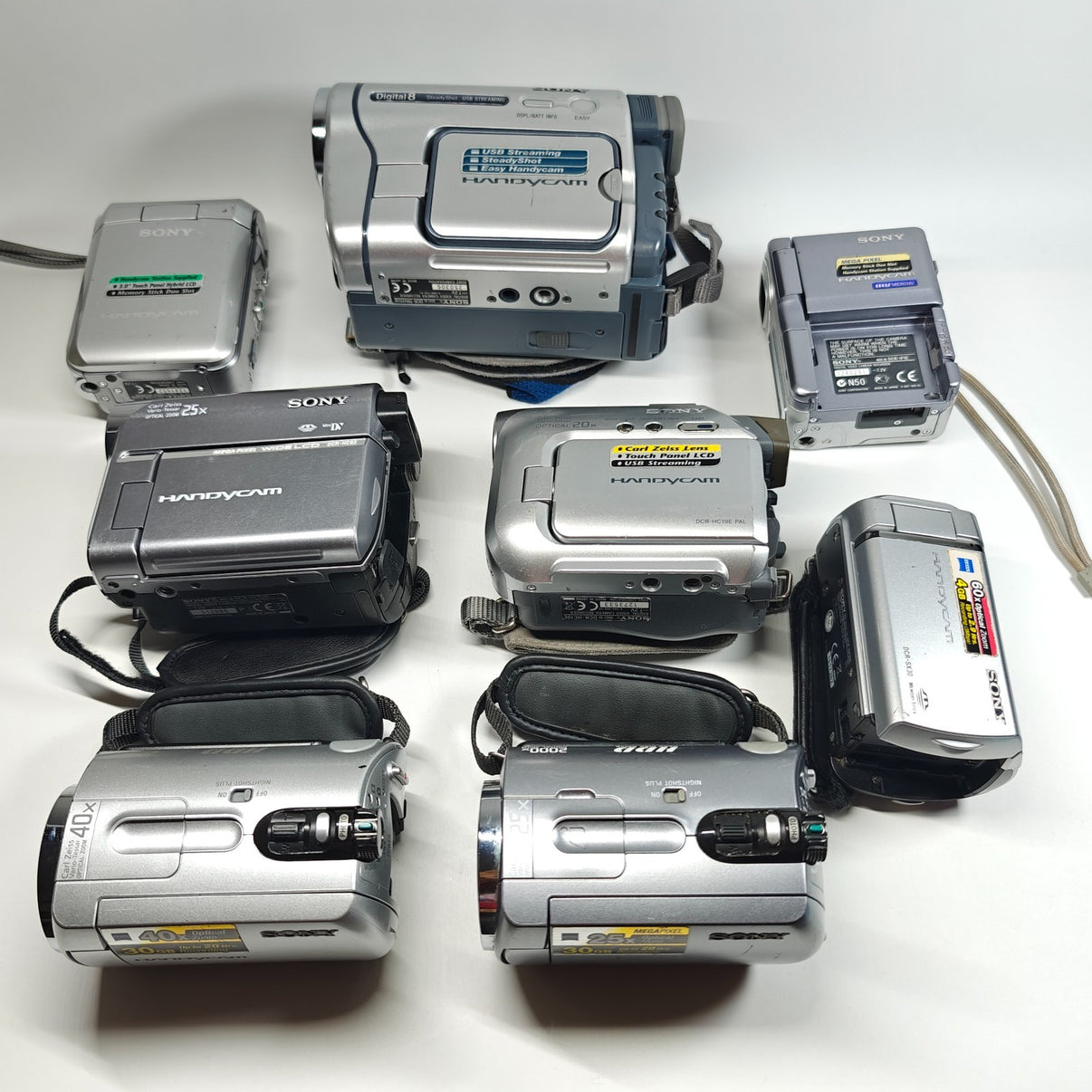 8x Sony Handycam Digital Video Cameras Job Lot - SR32 SR52 SX30 PC55 IP1 TRV255 - Native Sole Cameras