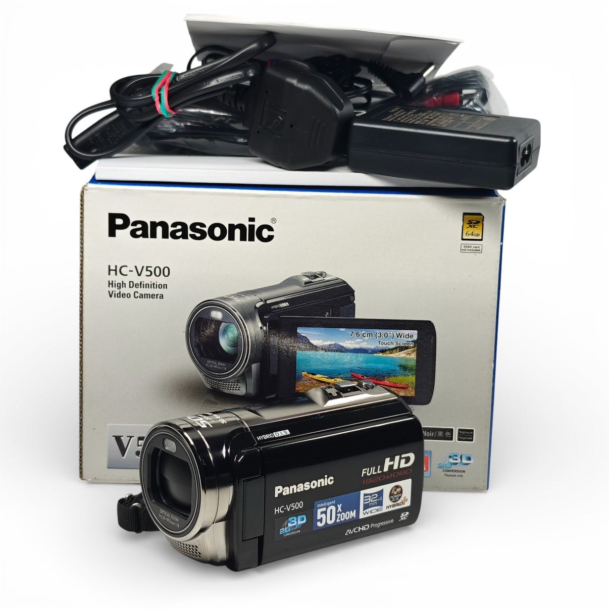 Panasonic HC-V500 Camcorder Black 1.5MP HD 1080p CMOS 50x Zoom - Boxed - Native Sole Cameras
