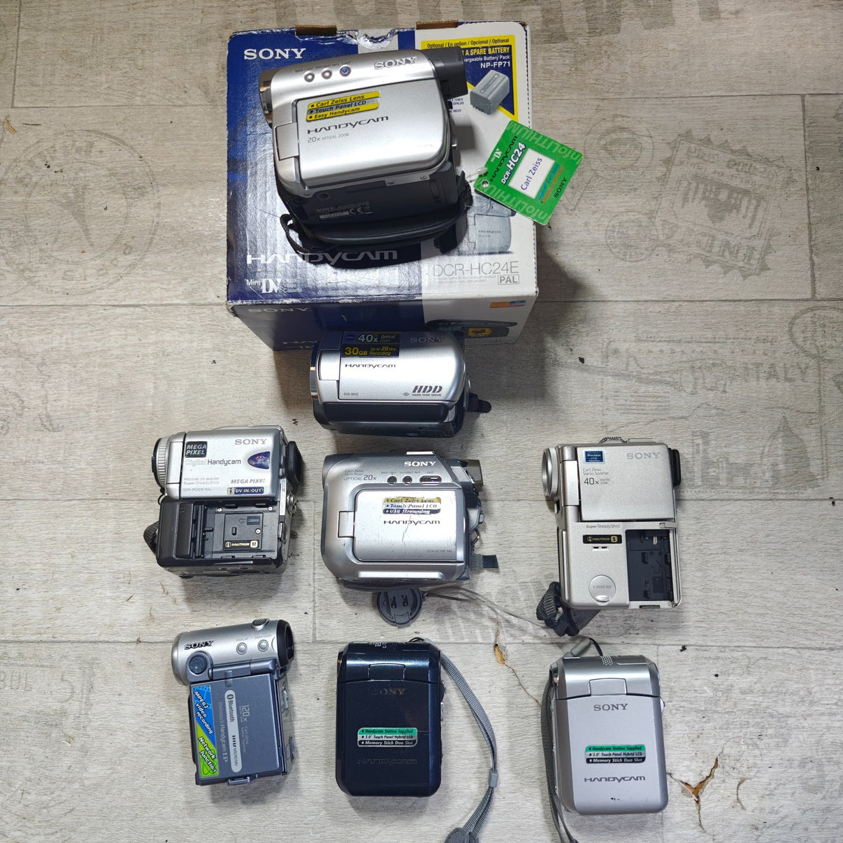 8x Sony Handycam Digital Video Cameras Job Lot - DCR HC24 PC55 PC1 PC101 IP7 Etc - Native Sole Cameras