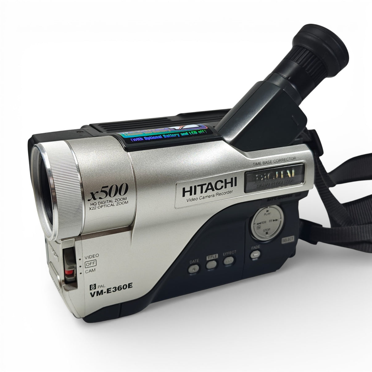 Hitachi VM-E360E Camcorder Video8 8mm Tape 500x Zoom 1990s + Lots of Extras - Native Sole Cameras