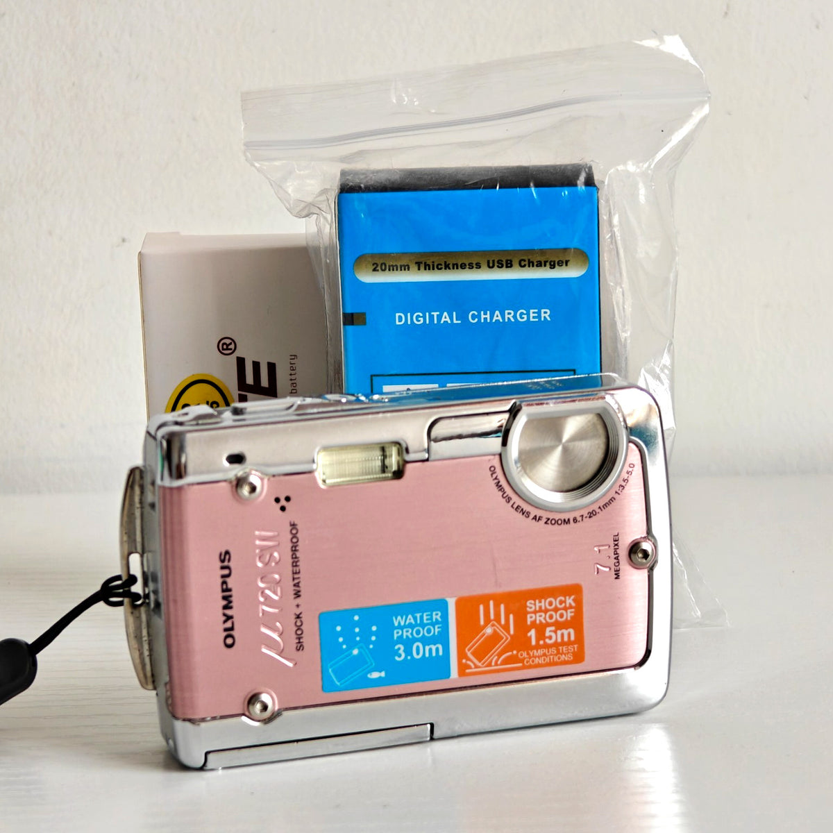 Olympus mju 720 SW Digital Camera Pink 7.1MP Waterproof with Charger + Battery - Native Sole Cameras