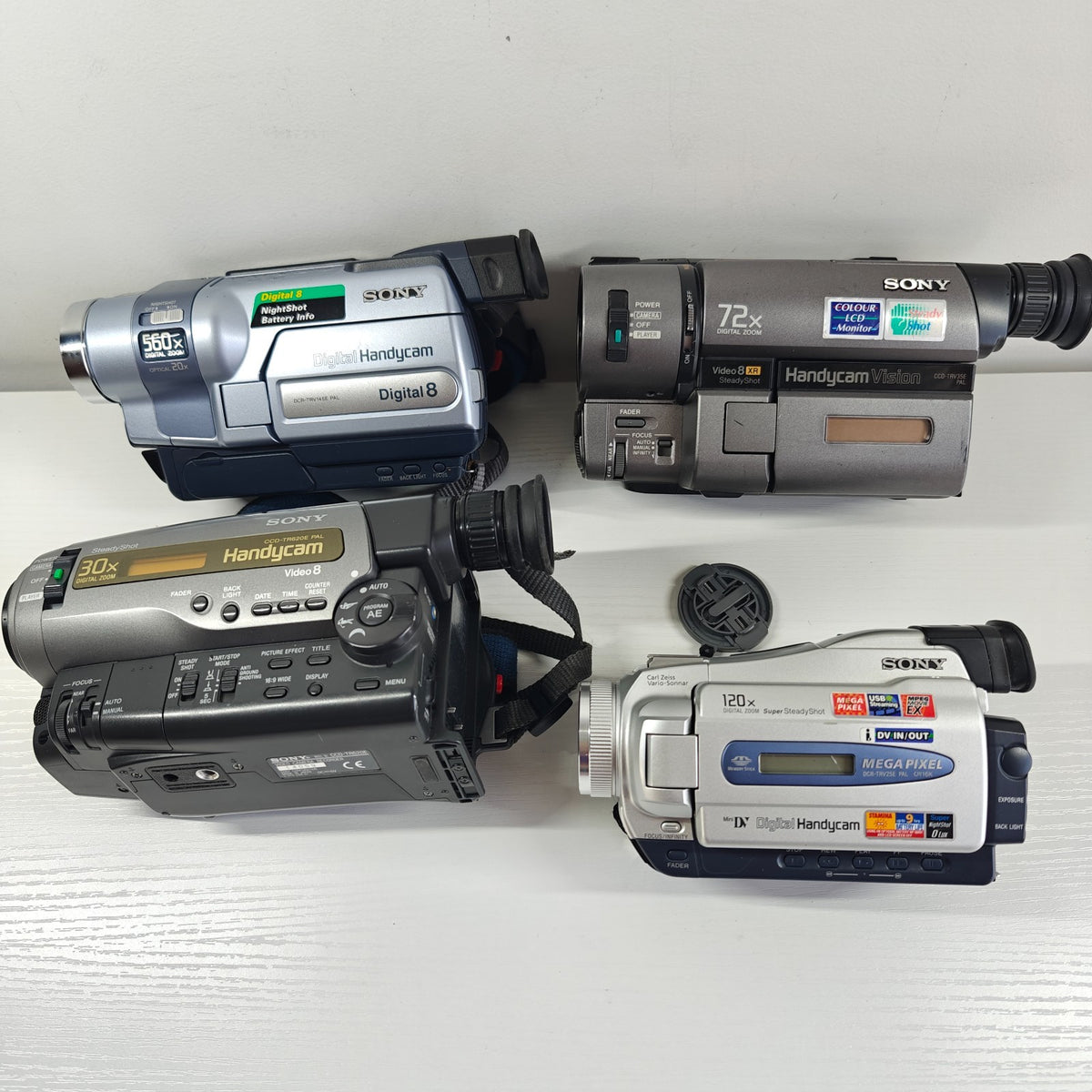 4x Sony Handycam Camcorders Video8 MiniDV Job Lot - TR620E TRV145E TRV35 TRV25 - Native Sole Cameras