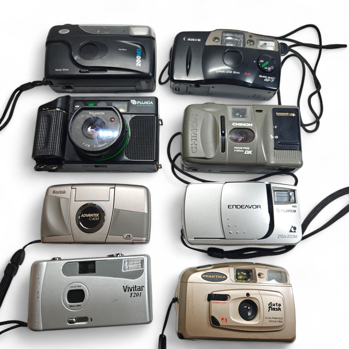8x 35mm/APS Film Cameras Vintage Job Lot - Fujica DL-100, Canon AF-7, Fujifilm - Native Sole Cameras