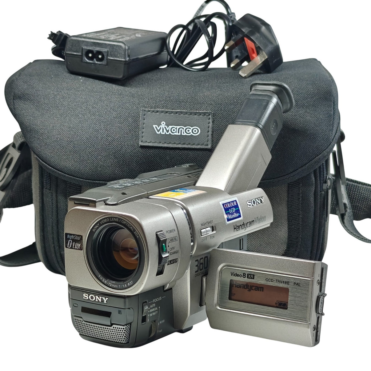 Sony Handycam CCD-TRV48E Video8 XR Tape Camcorder 20x Night Vision, Charger, Bag - Native Sole Cameras