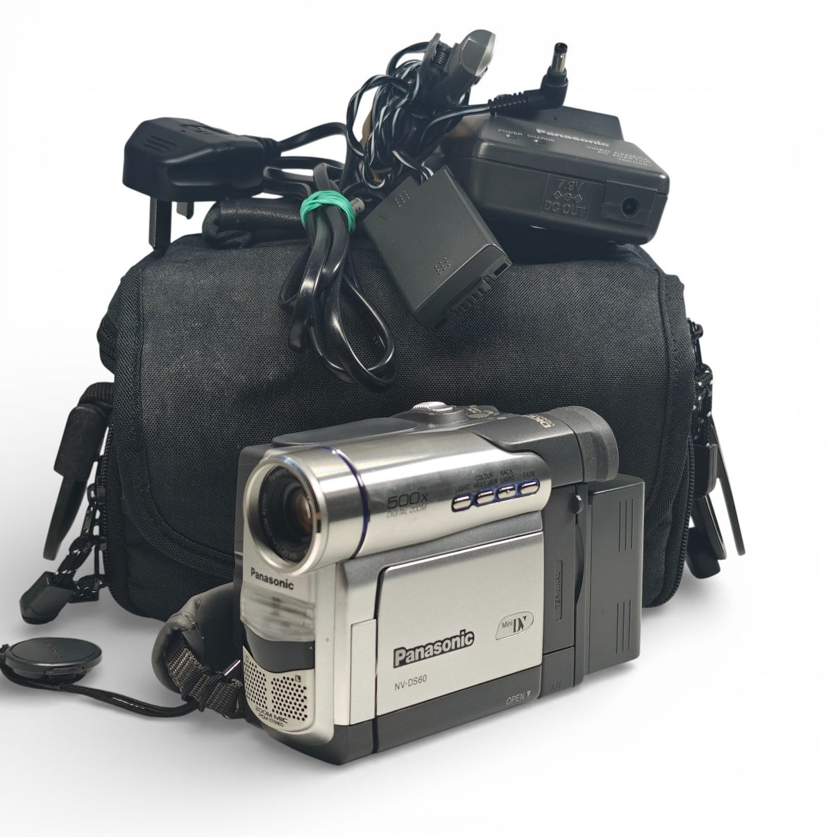 Panasonic NV-DS60 Camcorder Silver MiniDV Tape 500x Zoom + Charger & Bag - Native Sole Cameras