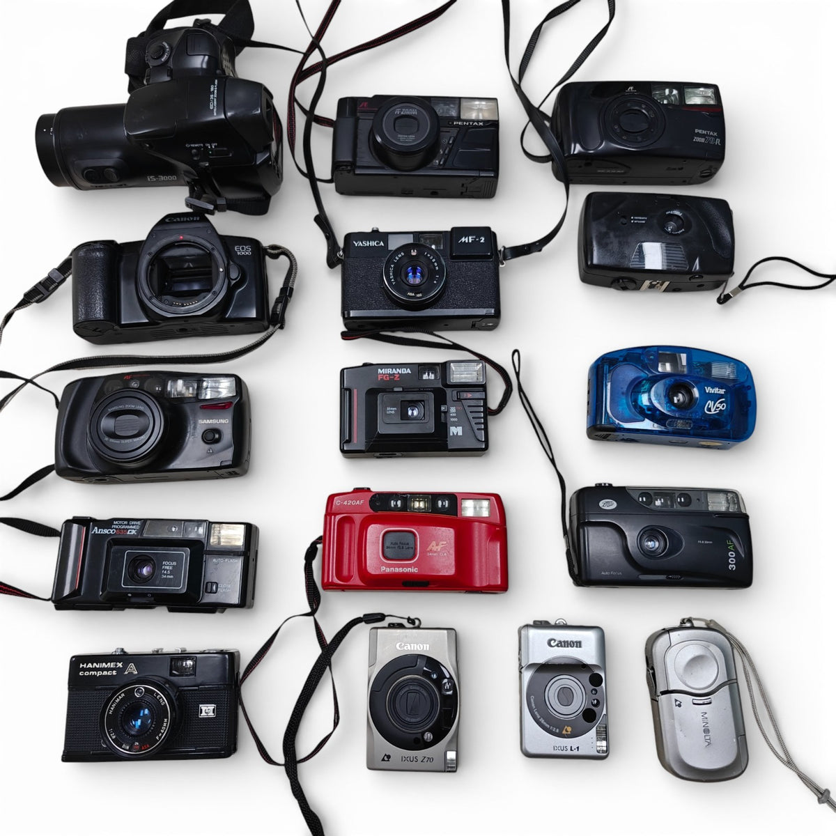 16x 35mm APS Film Cameras Job Lot - Pentax Zoom 70, Canon EOS 1000, Yashica - Native Sole Cameras