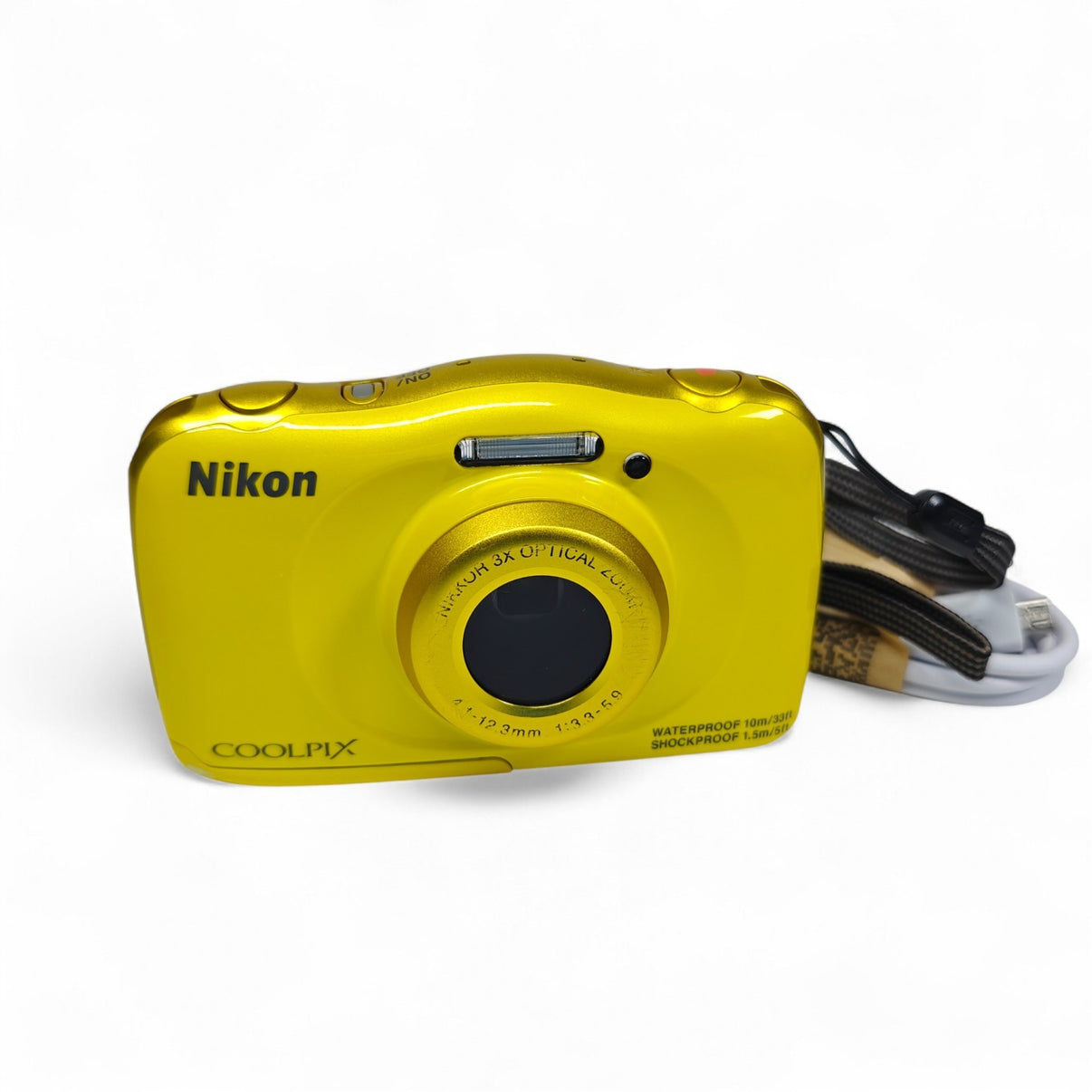 Nikon COOLPIX S33 13.2MP Digital Camera Yellow Waterproof 3x Zoom + Charger - Native Sole Cameras