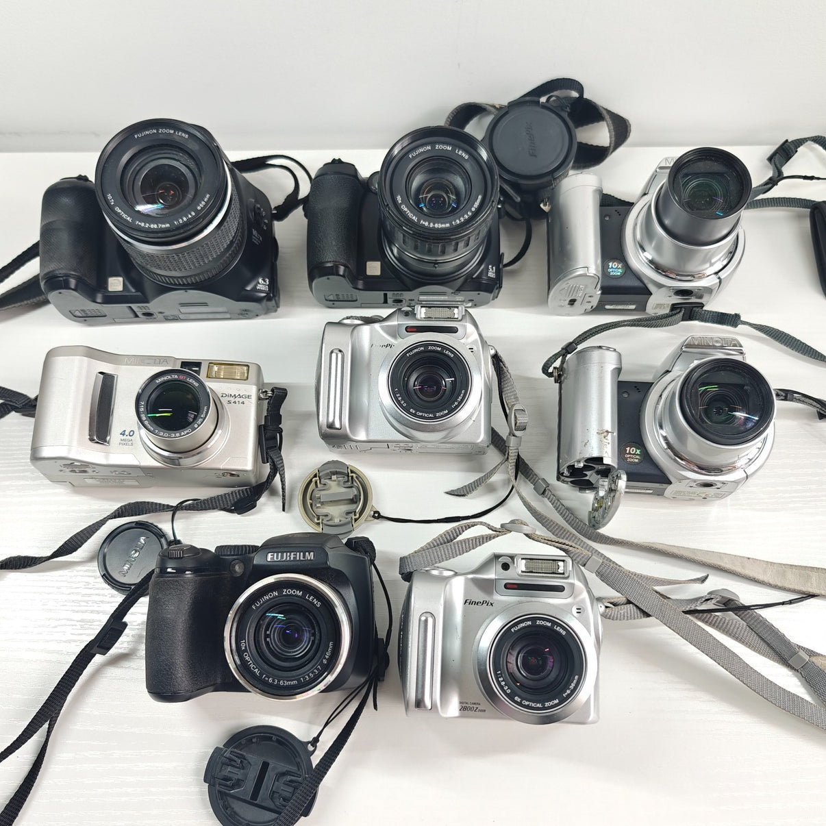 8x Digital Bridge Cameras Job Lot - Fujifilm S6500fd S5800 S5600 Minolta Z1 S414 - Native Sole Cameras