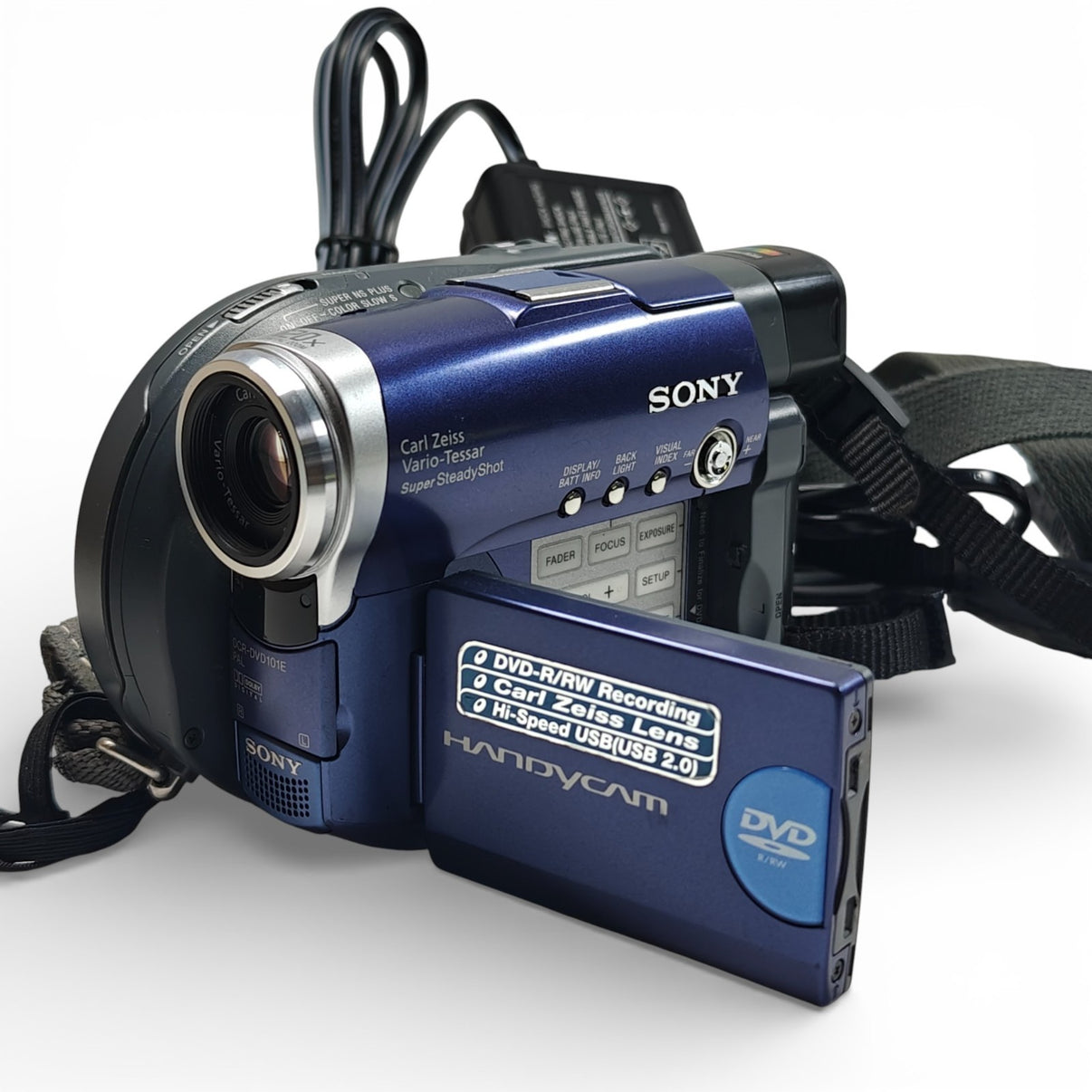 Sony Handycam DCR-DVD101E Camcorder Blue NightShot DVD Video Cam + Charger - Native Sole Cameras