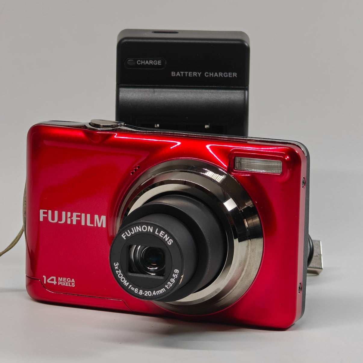 Fujifilm FinePix JV300 14MP Digital Camera Red 3x Zoom Compact Digicam + Charger - Native Sole Cameras