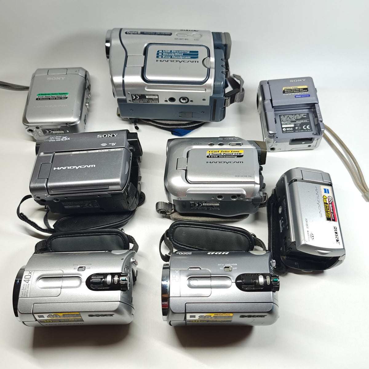 8x Sony Handycam Digital Video Cameras Job Lot - SR32 SR52 SX30 PC55 IP1 TRV255 - Native Sole Cameras