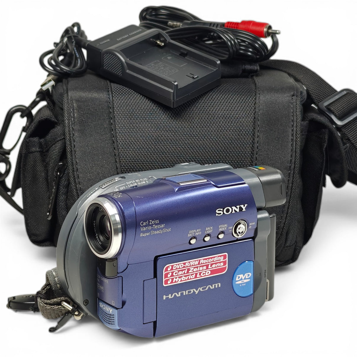 Sony Handycam DCR-DVD91E Mini DVD Camcorder Blue 120x Zoom NightShot Bundle - Native Sole Cameras