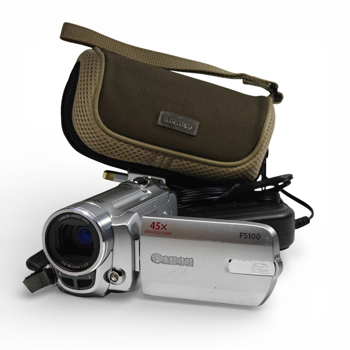 Canon FS100 Camcorder Silver 45x Zoom Digital SD Video Cam + Charger + Case - Native Sole Cameras