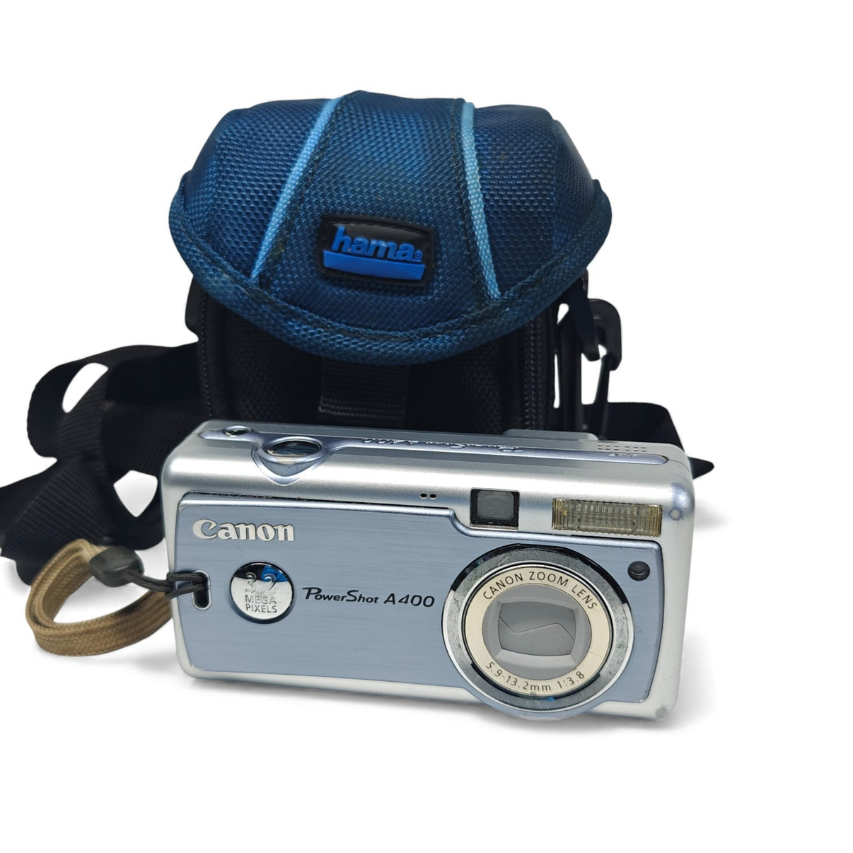 Canon PowerShot A400 Digital Camera Blue 3.2MP 2.2x Zoom Retro Digicam + Bag - Native Sole Cameras