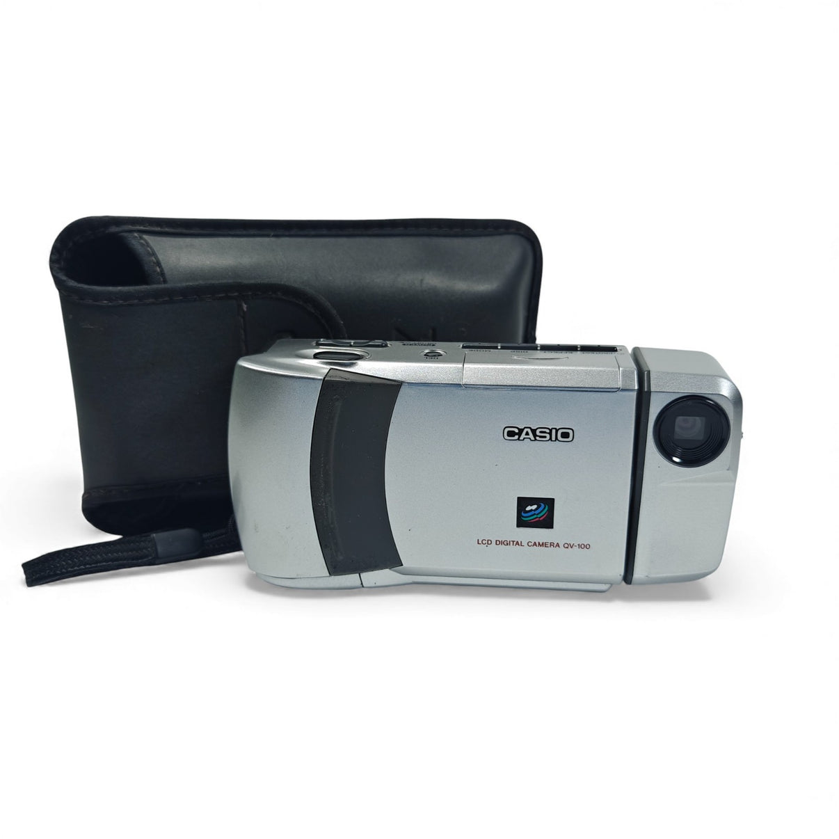 Casio QV-100 0.4MP Digital Camera Silver Retro Swivel 4MB 1996 Digicam + Case - Native Sole Cameras